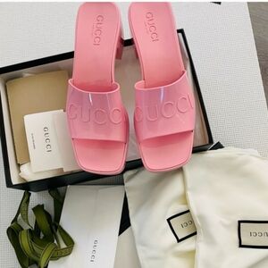 Gucci Pink Rubber Sliders Size 7